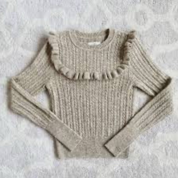 Doen Sweaters - DOEN Tamarind Women's Ruffled Knit Sweater - Beige XS BNWOT